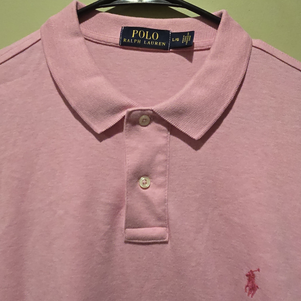 Polo by Ralph Lauren Classic Pink Polo Shirt 100% Cotton Size Large - Picture 2 of 6